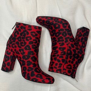 Red and Black Booties. Size 9